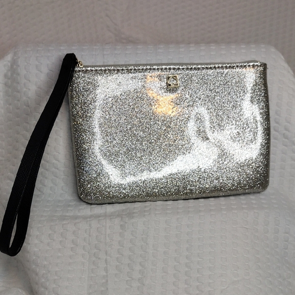 kate spade Handbags - Kate Spade Mavis Street Gia Silver Glitter Wristlet Clutch